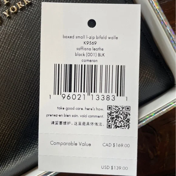 kate spade boxed small L zip bifold wallet in black Soffiano leather NWT - Picture 5 of 5